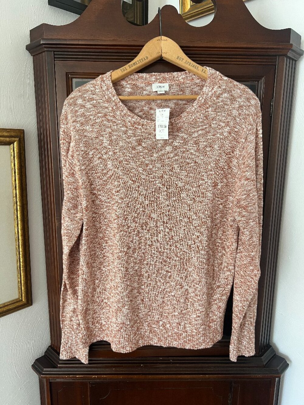 NWT J.Crew Factory Rust Marled Crewneck Beach Sweater M Terracotta Fall